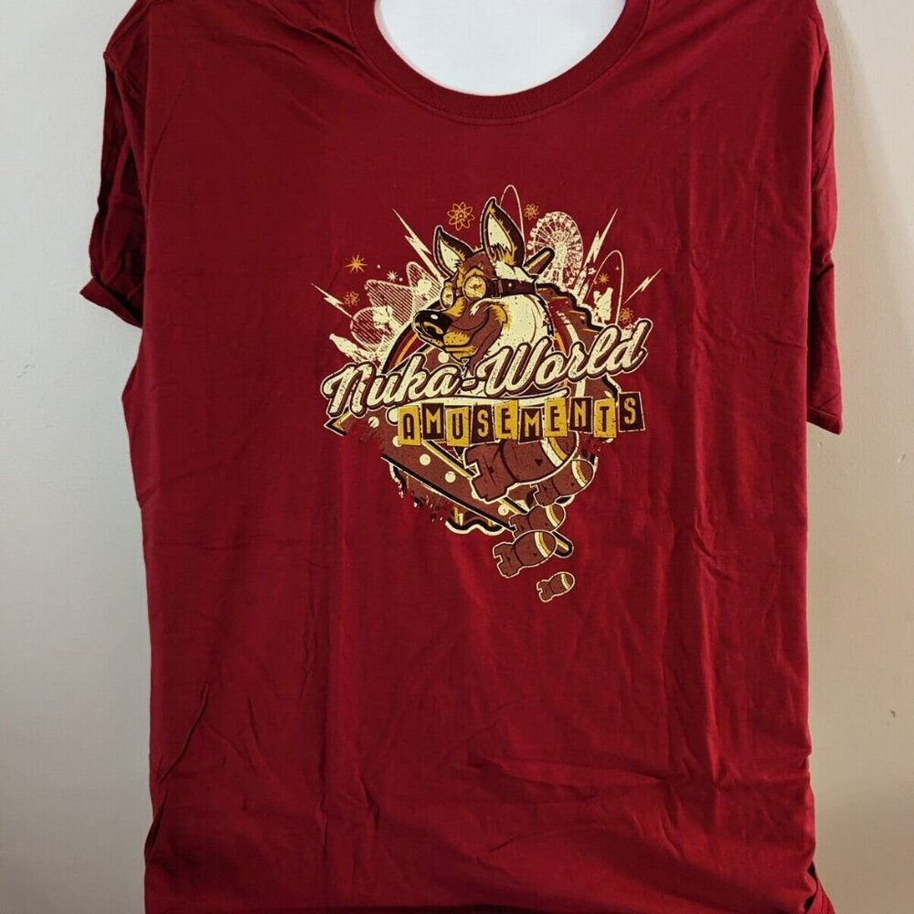 Gildan Softstyle Ring Spun Mens Red Nuka World Amusements Graphic Tshirt 3XL